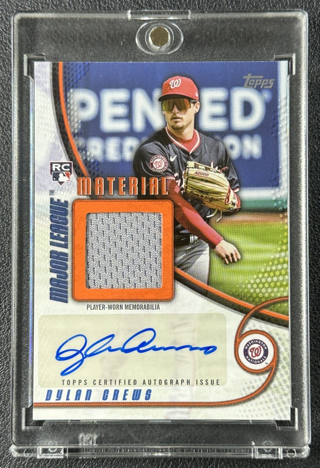 DYLAN CREWS 2025 TOPPS #MLMAR-DC MAJOR LEAGUE MATERIAL JERSEY AUTO ORANGE RC /25