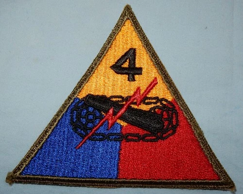 WW2 ERA 4th ARMORED DIVISION PATCH US MILITARY BADGE UNITED STATES WORLD WAR II