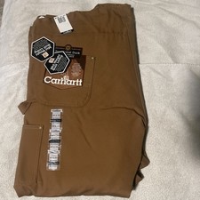 Vintage NOS Carhartt Mens Brown Canvas Quilt Lined Insulated Bib Overalls 42x32