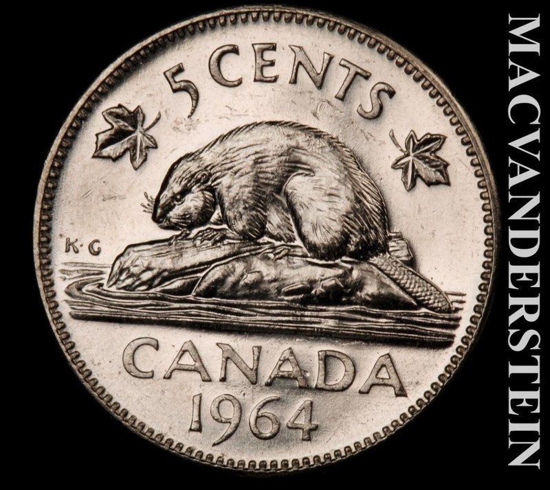 Canada: 1964 Five Cents - Ch Gem Brilliant Unc  Proof-Like  No Reserve  #L6643