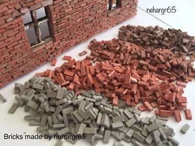 Miniature Basing Terrain, 1050 Small Terracotta Clay Bricks, 28mm,32mm 1:56 1:48