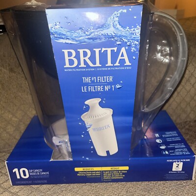 Brita Water Pitcher Large 10 Cup Black, New 