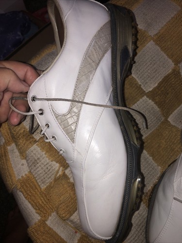 Footjoy Dryjoys White Leather Golf Shoes 11 1/2 Wide  - 第 2/8 張圖片