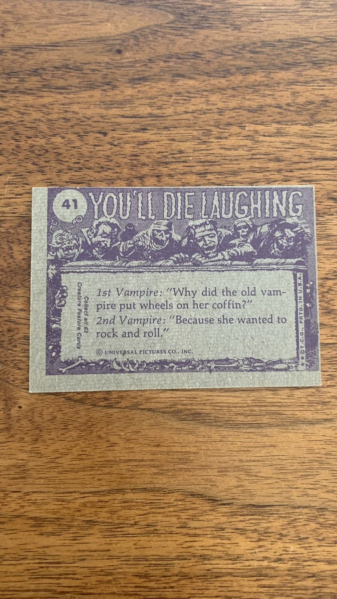 you'll die laughing trading cards 1973 #41 Creature Feature you'll die laughing trading cards 1973 #41 Creature Feature
