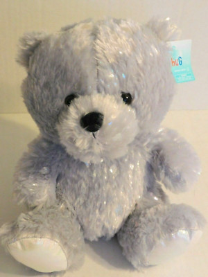 Teddy Bear Stuffed Plush Gray Sparkles Iridescent 10.inch 