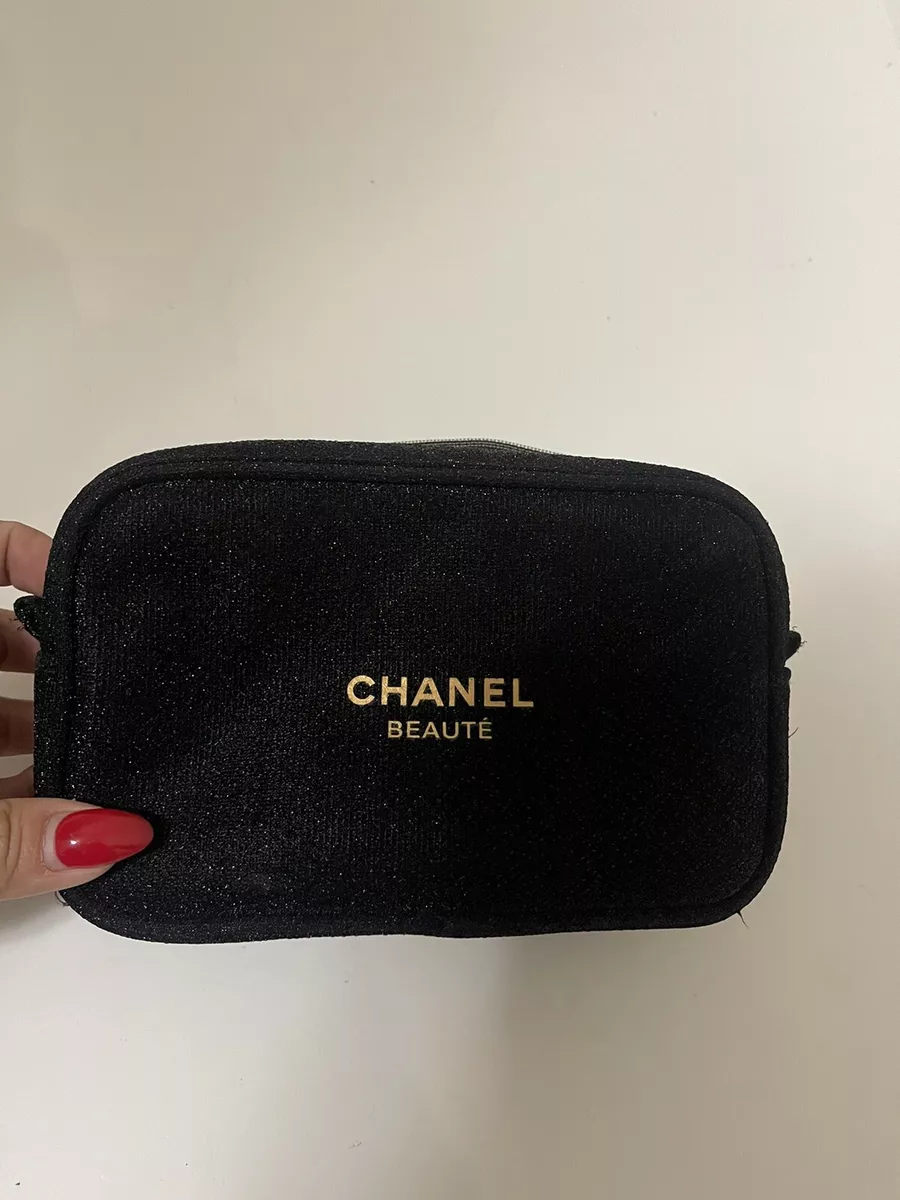 CHANEL Beaute Cosmetic Makeup Bag Pouch Clutch Sparkling BLACK