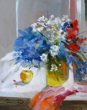 ABSTRACT  ukraine  Flowers Still Life Oil painting  UKRAINE 8X10