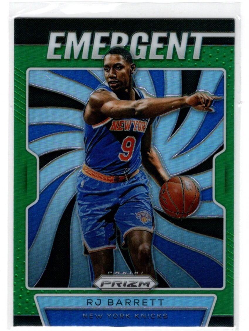 RJ BARRETT  KNICKS  2019-20 PANINI PRIZM EMERGENT INSERT # 27 GREEN