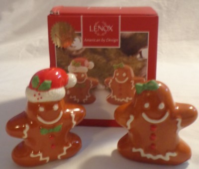 LENOX GINGERBREAD COUPLE SALT & PEPPER SHAKER SET CHRISTMAS GINGER BREAD NIB NEW