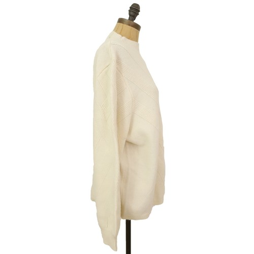 Joseph A Sweater Top XL Mock Neck Balloon Sleeve Rib Trim Ecru Ivory NEW Tag B4 - Picture 2 of 6
