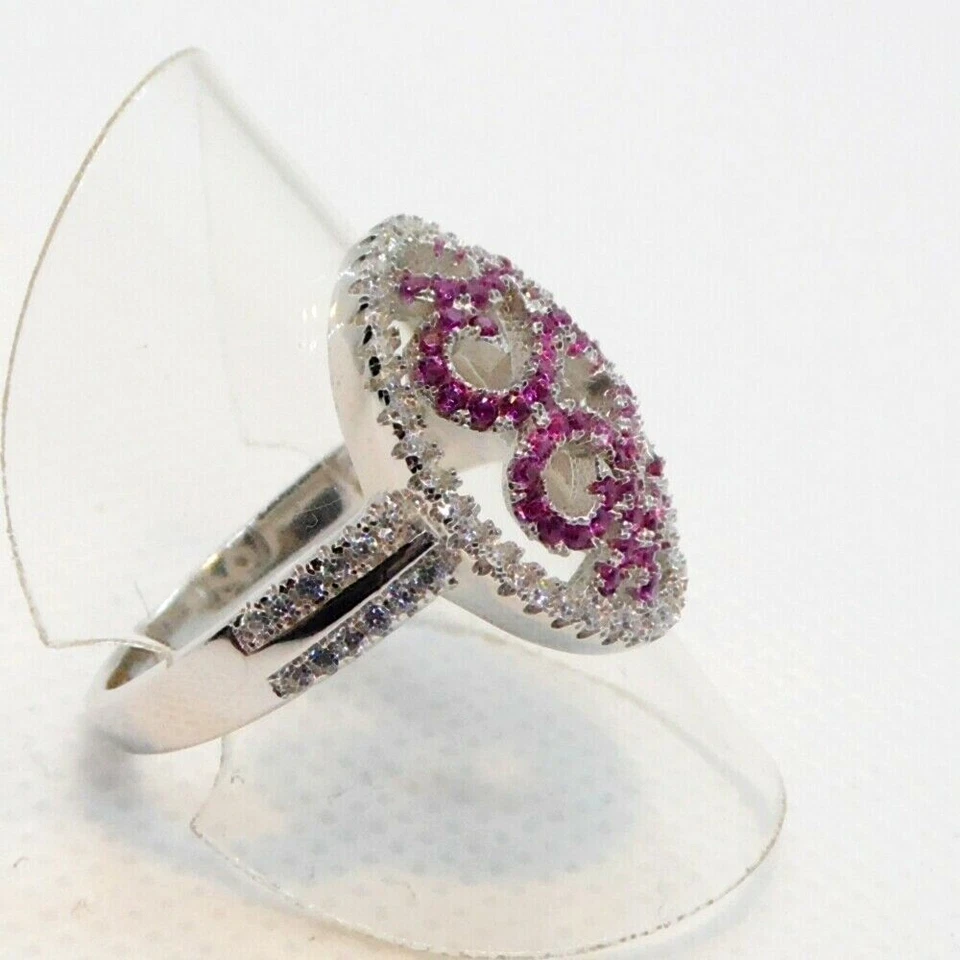 Rubin Weißtopas Cluster Ring 925 Sterlingsilber rhodiniert 18,8 mm 59 - Bild 2 von 4