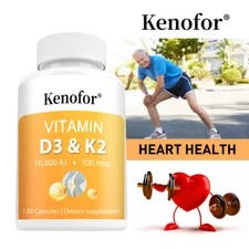 Vitamin D3 K2 Capsules Extra Strength D3 K2 Supplements with 10000 IU