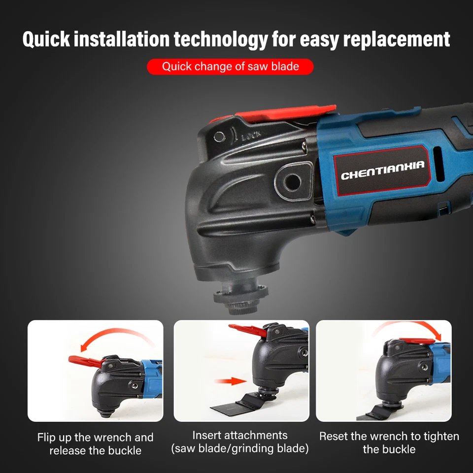 21V Oscillating Multi Tool Cordless Sander Scraper Saw 6 Speeds With 2 Batteries - Image 4 of 4