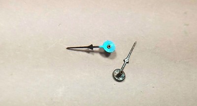 Chrono watch hands, Blue, Arrow, tube ht 1.2mm, length 6.5mm - RARE watch part