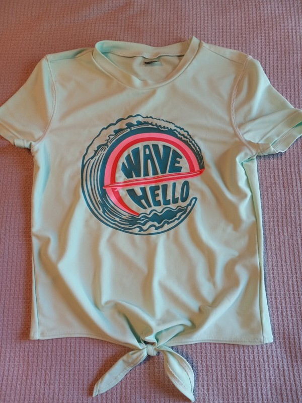 Old Navy Girls Rash Guard Wave Hello  Size Medium (Girls 8)