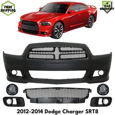Front Bumper Cover Primed & Bumper Grille Kit For 2012-2014 Dodge Charger SRT8