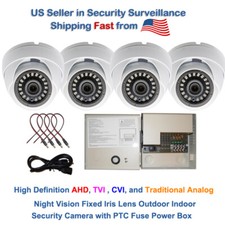Evertech 4pcs 1080p Day Night Outdoor Indoor CCTV Security Dome Camera Power Box