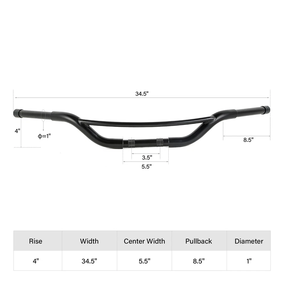 Manillar Fat Hollywood de 1-1/4"" negro satinado para Harley XL1200X FXDB Foto 3 de 4