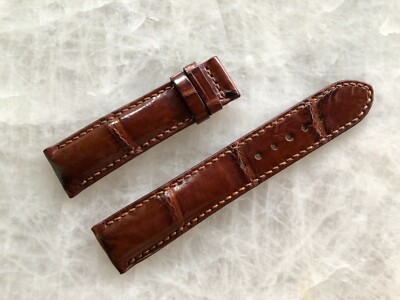 20mm/18mm Brown Alligator Crocodile Embossed Leather Watch Strap Band