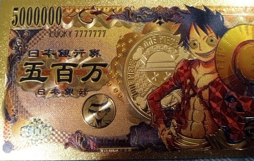 RARE Monkey D. Luffy One Piece Anime 24K Gold Flake Berry Dollar USA SELLER - Picture 3 of 5