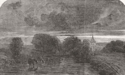 LANDSCHAFTEN. Abend-Sonnenuntergang nach Sturm 1847 altes antikes Vintage Druck Bild