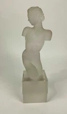 Art Deco style frosted art glass nude torso Eleon von Rommel Bohemia CZECH