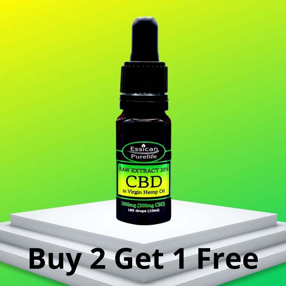 PURE-LIFE CBD OIL DROPS RAW 500mg to 5000mg (100mg to 1000mg CBD) Full Spectrum Hemp 10ml