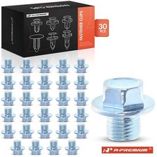 A-premium 30pcs M12-1.25 Steel Oil Drain Plug Retainer Clips Wgasket For Toyota