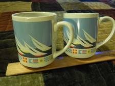 1990 Beachcombers International [LOT of 2] Nautical Sailing CERAMIC MUGS_CUPS 