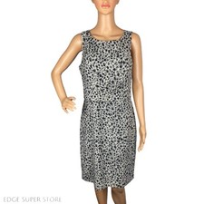 Ann Taylor Gray Black Sheath Speckle Print Career Sleeveless Zip Up Dress Size 8