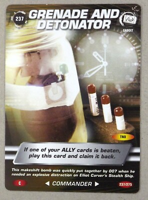 1 x 007 Spy card # 237 Grenade and Detonator