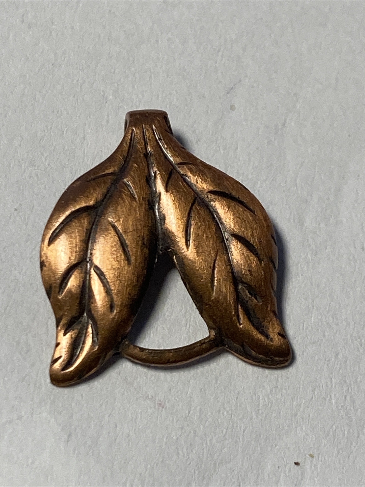 Solid Copper Leaf Leaves small .68" Pendant no ch… - image 4