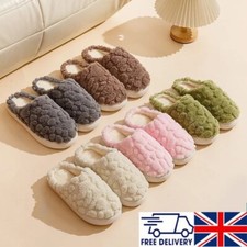 Womens Slippers Slider Ladies Warm Fur Lined Winter Warm Mules Shoes House Size