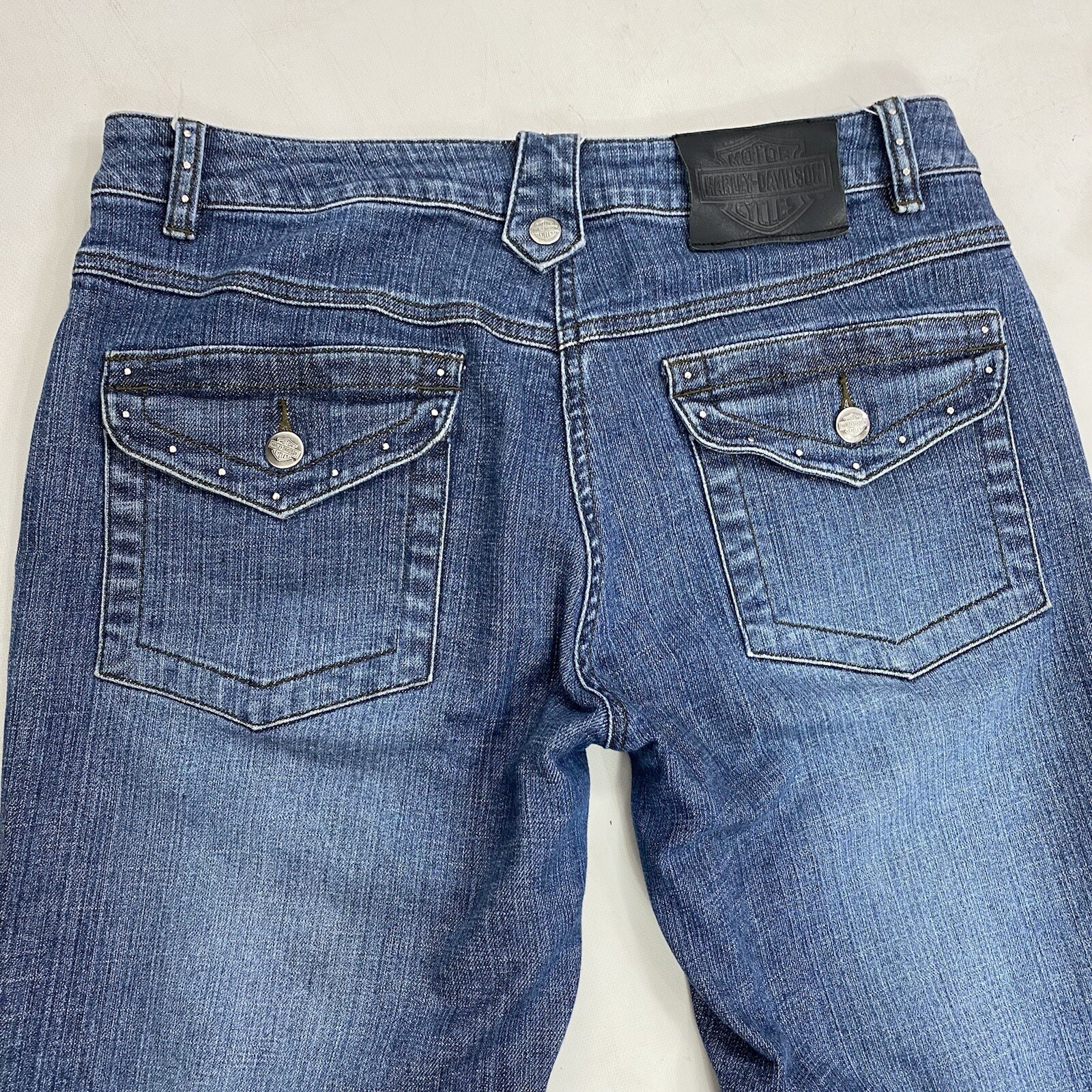 Harley-Davidson studded patchwork blue Jeans size… - image 7