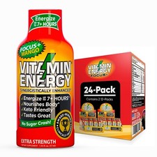  24 Pack Vitamin Energy  Focus Mango Energy Shots, Clinically Proven