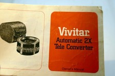 Vivitar 2X Auto Teleconverter lens Instructions guide manual English EN