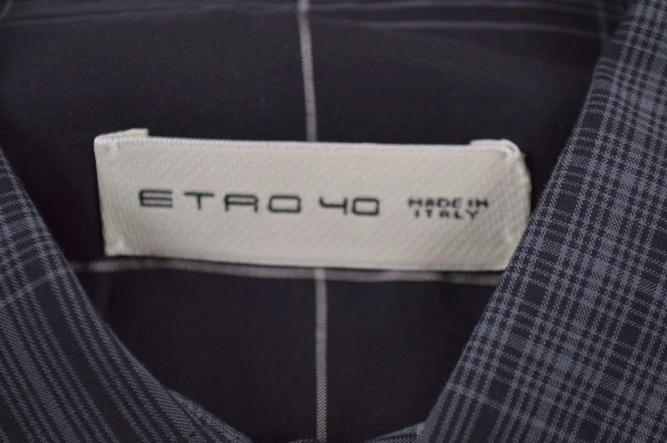 Новый с Ярлыками ETRO рубашка размер 40 сделано в Италии черный серый платье повседневный Sport совершенно новый - Изображение 3 из 4