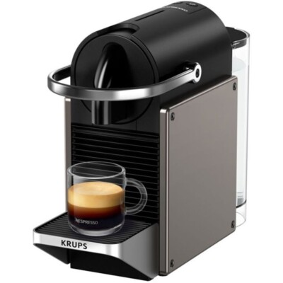 Krups XN306T Nespresso Pixie Kapselmaschine titan Thermoblock-Heizsystem 19 bar