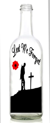 Vinyl Decal Sticker for Wine bottle lest we forget soldier army remembrance - Image 1 of 2