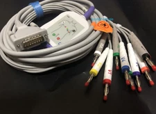 2pcs /Lot Schiller 10leads ECG Cable AHA 15pin For AT1 AT2 Compatible