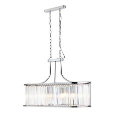 Image of 5 Lights Chrome Finish Oval Pendant Ceiling Light with Clear Crystal Glass Shade