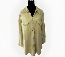 Indulgence Boutique Jacket Top Sz S Green Terry USA Made Boho Beachy Lagenlook