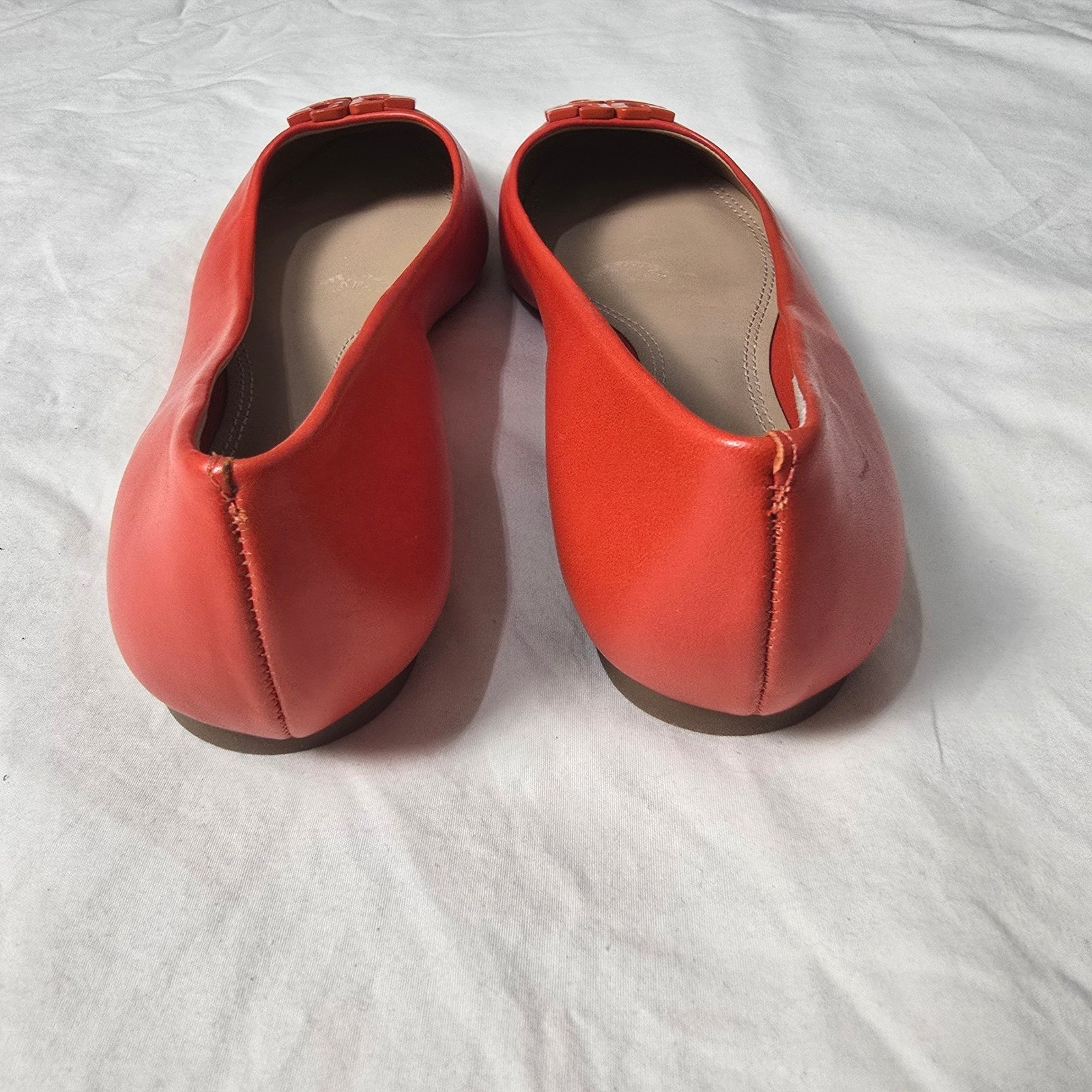 Tory Burch Womens Size 8 Lowell 2 Leather Ballet Orange Red Flats Mestico Samba thumbnail 5