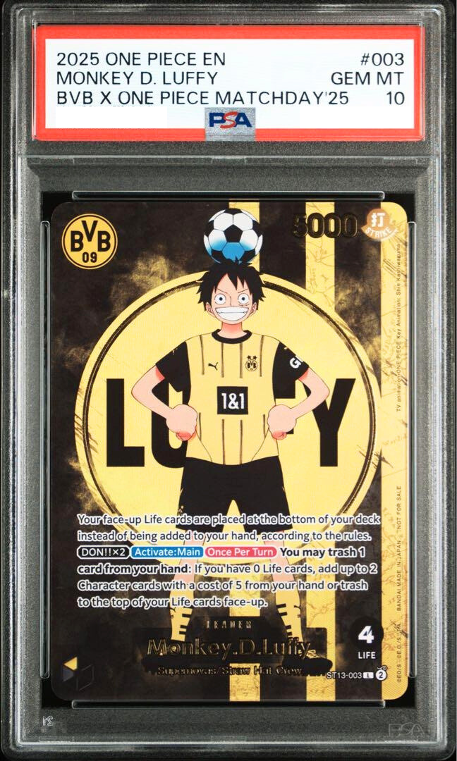 PSA 10 Monkey D Luffy ONE PIECE Matchday Promo ST13-003 BVB