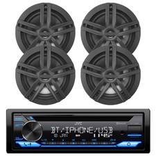 JVC Single DIN Marine Bluetooth CD Receiver, 4x 6.5" 180W Boat Speakers