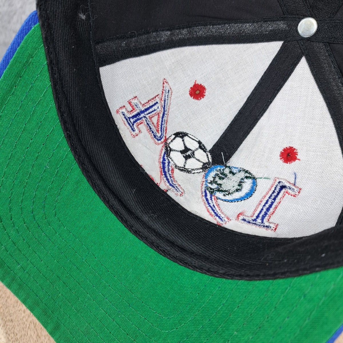 VINTAGE World Cup Hat Cap Snap Back Black Blue 1994 USA Soccer