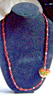 Large Vintage Floral Cloisonné Puffy Heart Pendant on 30 Inch Beaded Necklace — photo 6