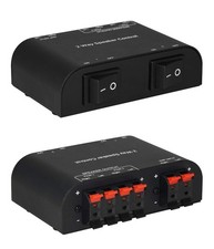 2 to 4 Way Speaker Selector Switch, Stereo Speaker Splitter, Metal Box, Non-Slip