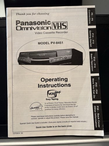 Panasonic Omnivision VHS OPERATING INSTRUCTIONS Model PV-8451
