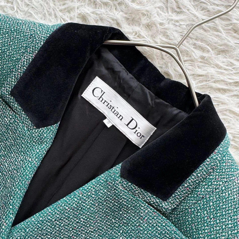 Christian Dior на заказ куртка размер 9 бархата контраст двойной золотой кнопки зеленый - Изображение 4 из 4